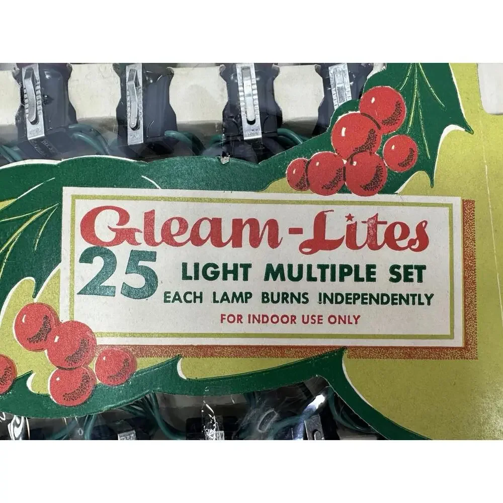 2 Vintage Sets‎ Gleam Lites Twinkle Christmas 25 Lights Indoor Blinking Forking